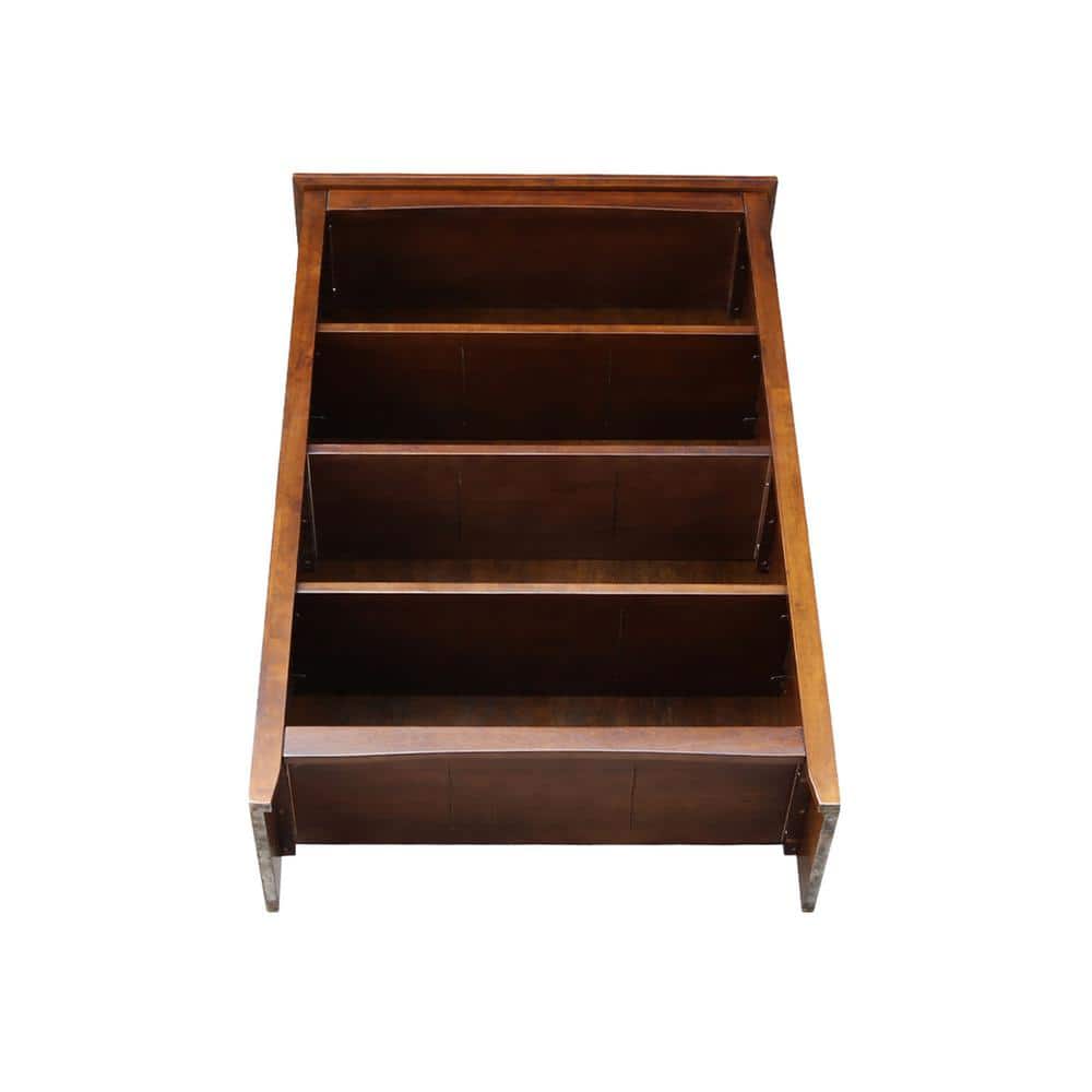 48" Espresso Stained Rubberwood Adjustable Shelf Bookcase