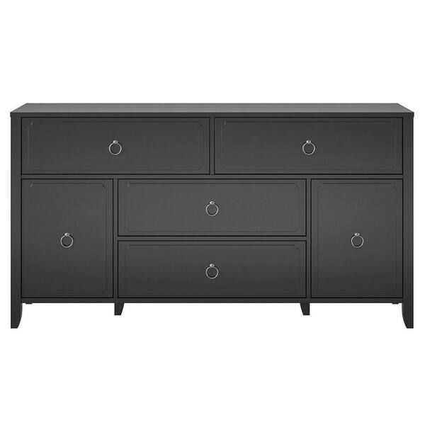 Novogratz Her Majesty 4 Drawer/2 Door Wide Dresser, Black