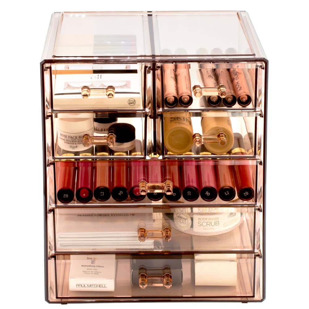 Brown Clear Acrylic 7-Drawer Vanity Organizer