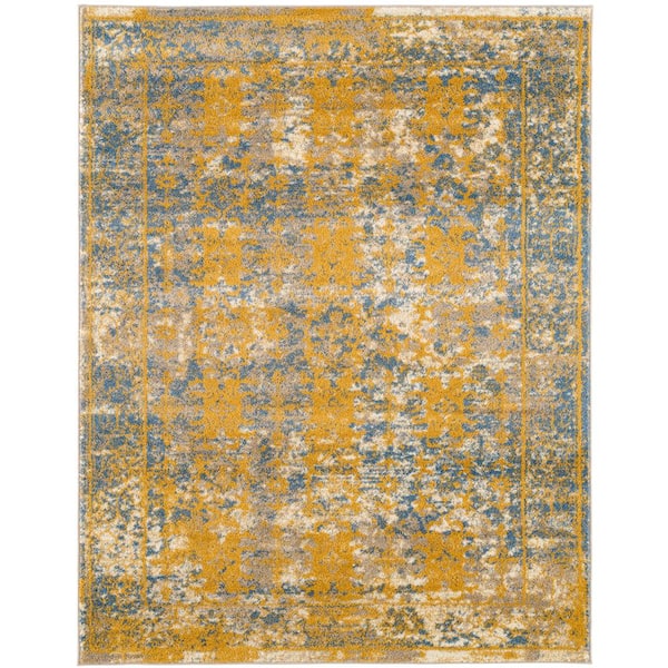 Amer Rugs Scentasia Gold/Blue 2 ft. x 6 ft. Vintage Abstract Runner Rug
