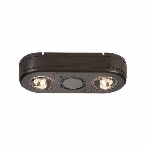 All-Pro Revolve Bronze Twin Head Outdoor Integrated LED Security Flood Light at 3500K Bright White, Switch Controlled