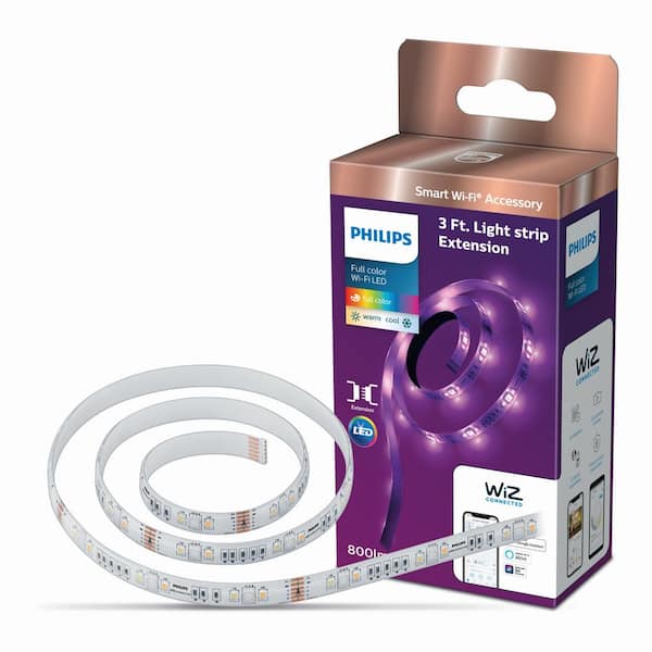 virtuel smid væk Køre ud Philips 3.3 ft LED Smart Wi-Fi Color Changing Light Strip Extension Powered  by WiZ with Bluetooth (1-Pack) 560763 - The Home Depot