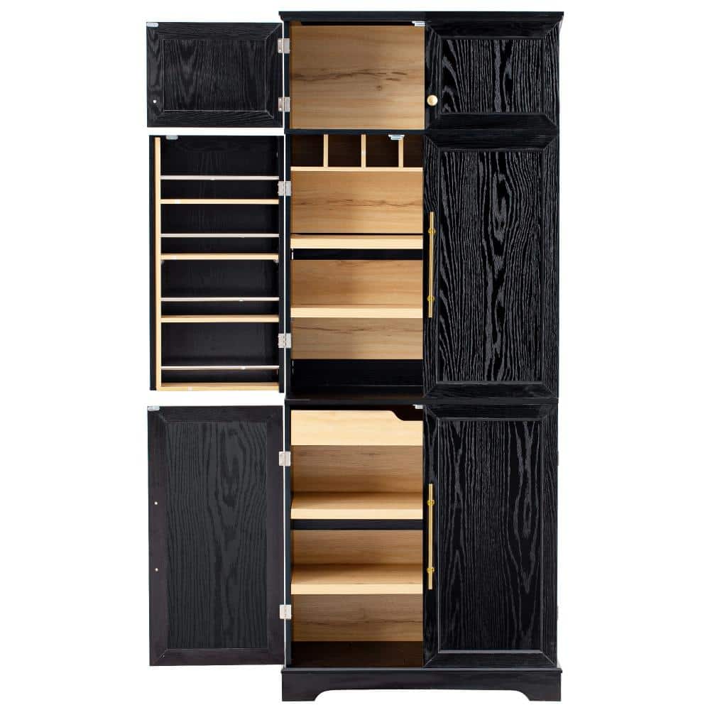 Ash Black MDF 31.5 in. x 78.2 in. Pantry Cabinet with 6 Doors, Hidden Drawer, Wine Rack & Adjustable Shelves price history on PriceWatchPro