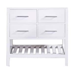 London 35.5 in. W x 21.5 in. D Vanity Cabinet Only in White with Open Bottom