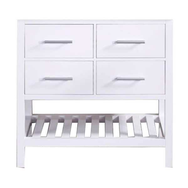 Design Element London 35.5 in. W x 21.5 in. D Vanity Cabinet Only in White with Open Bottom