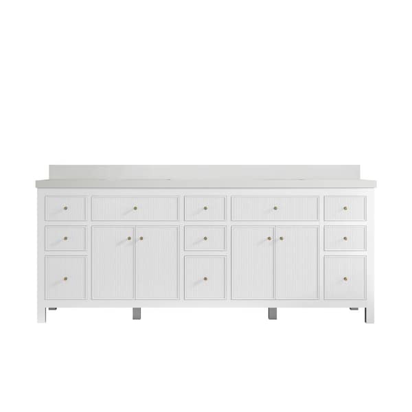 Willow Collections Sonoma 84 in. W x 22 in. D x 36 in. H Double Sink Bath Vanity in White with 2" White Quartz Top