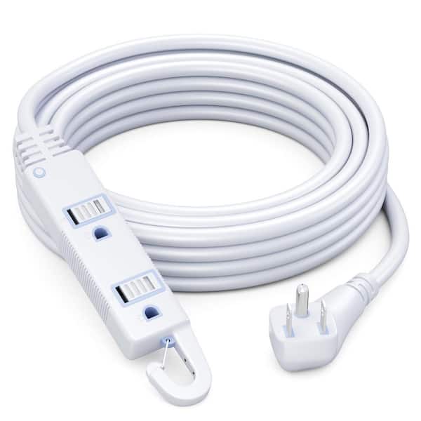 25 ft. 16 / 3 Light Duty Indoor Extension Cord with Hook, Angled Plug, 3-Outlet, 13 Amps, White