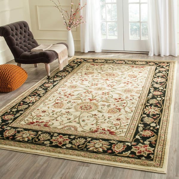 Lyndhurst Ivory/Black 6 ft. x 9 ft. Border Area Rug