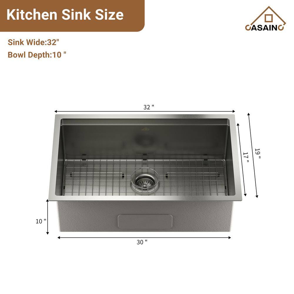 32'' Stainless Steel Undermount Kitchen Sink with Matte Black Faucet