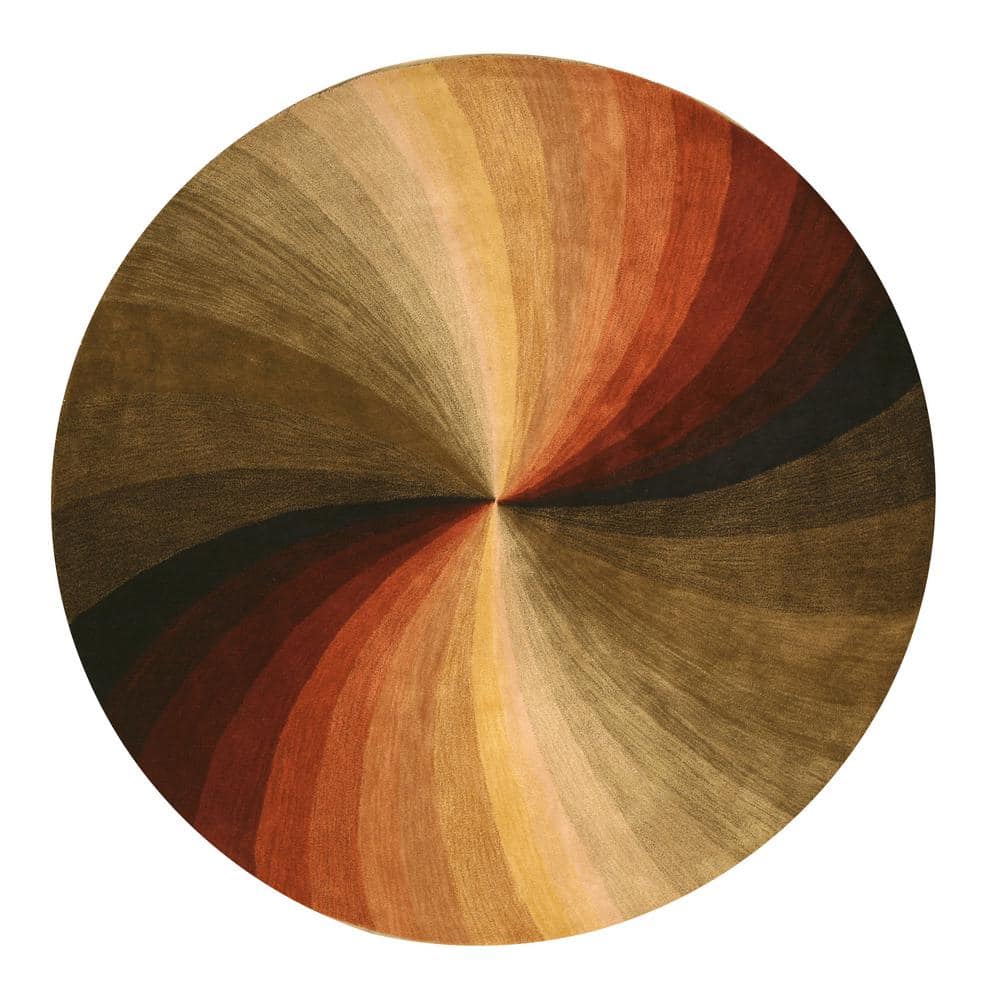 EORC 4 ft. x 4 ft. Multicolored Round Hand-Tufted Wool Contemporary ...