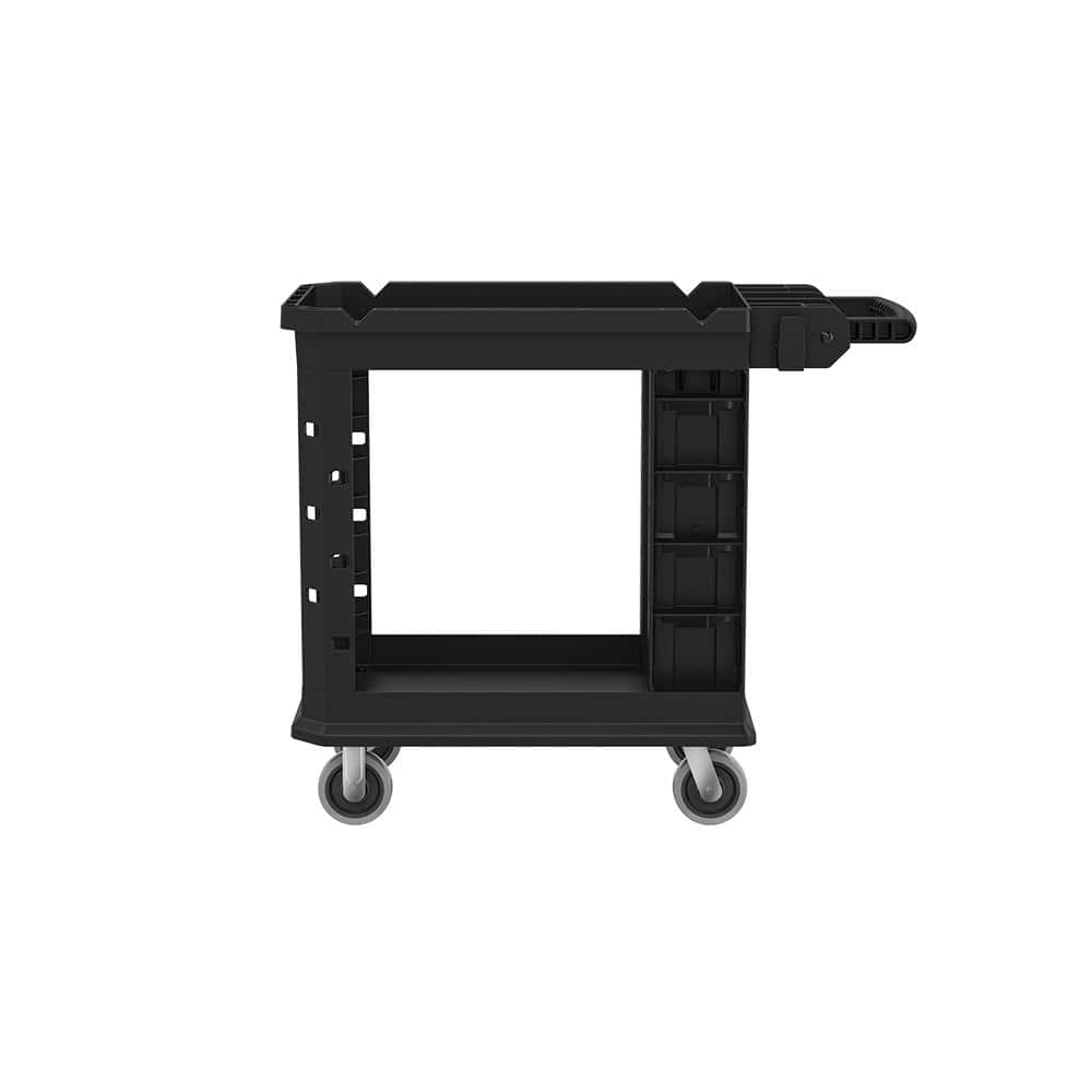 Heavy Duty Black Plastic Utility Cart with Polyurethane Wheels