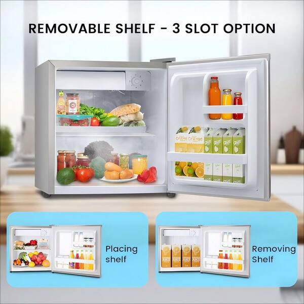 COWSAR 17.52 in. 1.4 cu. ft. Mini Refrigerator in Silver with
