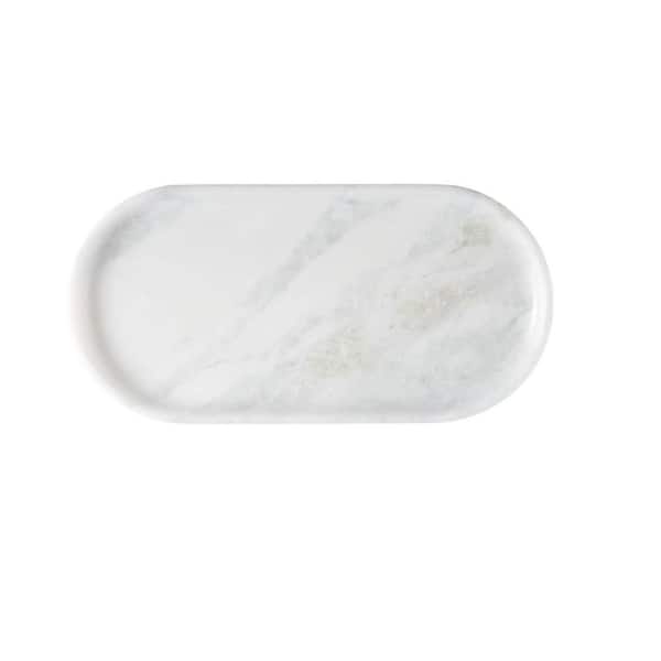 Luxurious 12"x6" Natural White Marble-namib Fantasy Decorative Vanity Tray