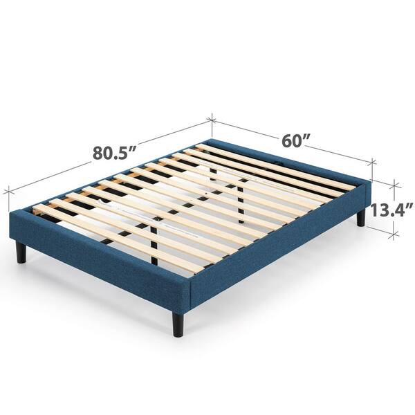 Zinus Curtis Navy Queen Upholstered Platform Bed Frame Efpb Nv Q The Home Depot