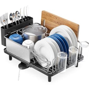 Wudkey Black Stainless Steel Dish Drying Rack for Kitchen Counter with ...