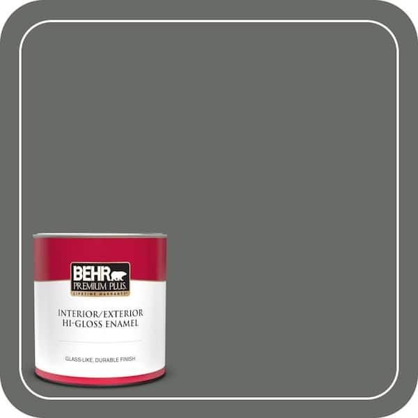 BEHR PREMIUM PLUS 1 qt. #BNC-26 Lunar Basalt Hi-Gloss Enamel Interior ...
