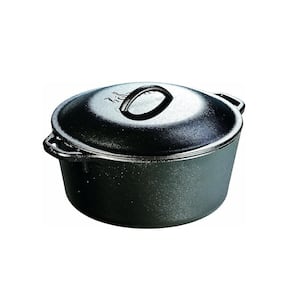5 qt. Round Cast Iron Dutch Oven Pre-Seasoned in Black with Dual Handles