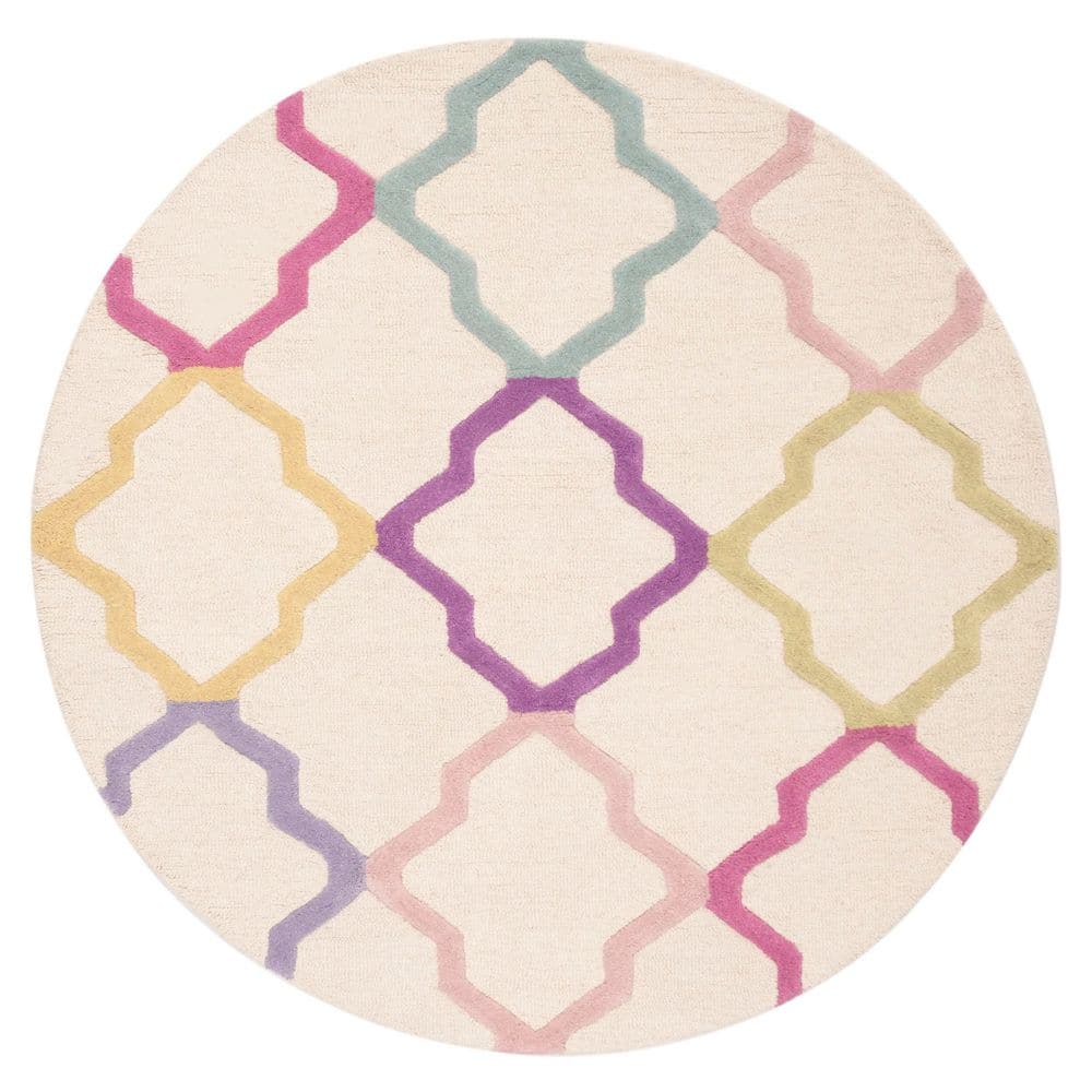 Kids 3 ft. x 3 ft. Ivory/Multi Geometric Round Area Rug price history on PriceWatchPro