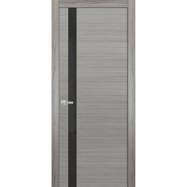 Sartodoors 42 in. x 96 in. 1 Panel Gray Ash Finished Solid Wood Sliding Door with Hardware