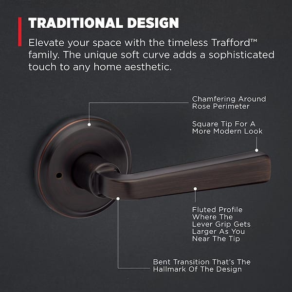 Kwikset Trafford Venetian Bronze Bedroom Bathroom Privacy Door