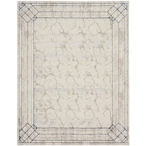Glam Ivory/Taupe 9 ft. x 12 ft. Abstract Contemporary Area Rug
