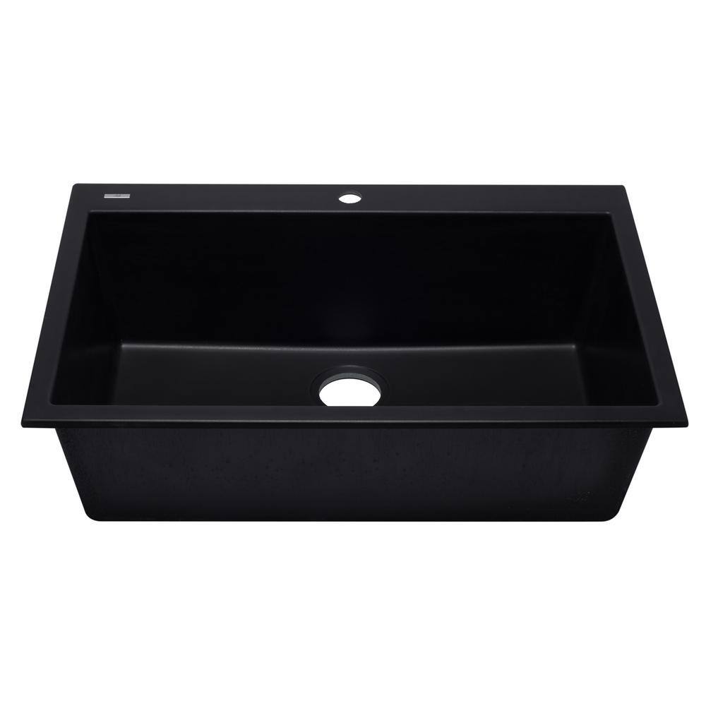 33'' Black Granite Single Bowl Drop-In Kitchen Sink