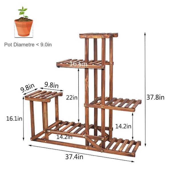 AESOME 6 Tiered Plant Stand 37.8 in. Tall, Wood Large Flower Pot