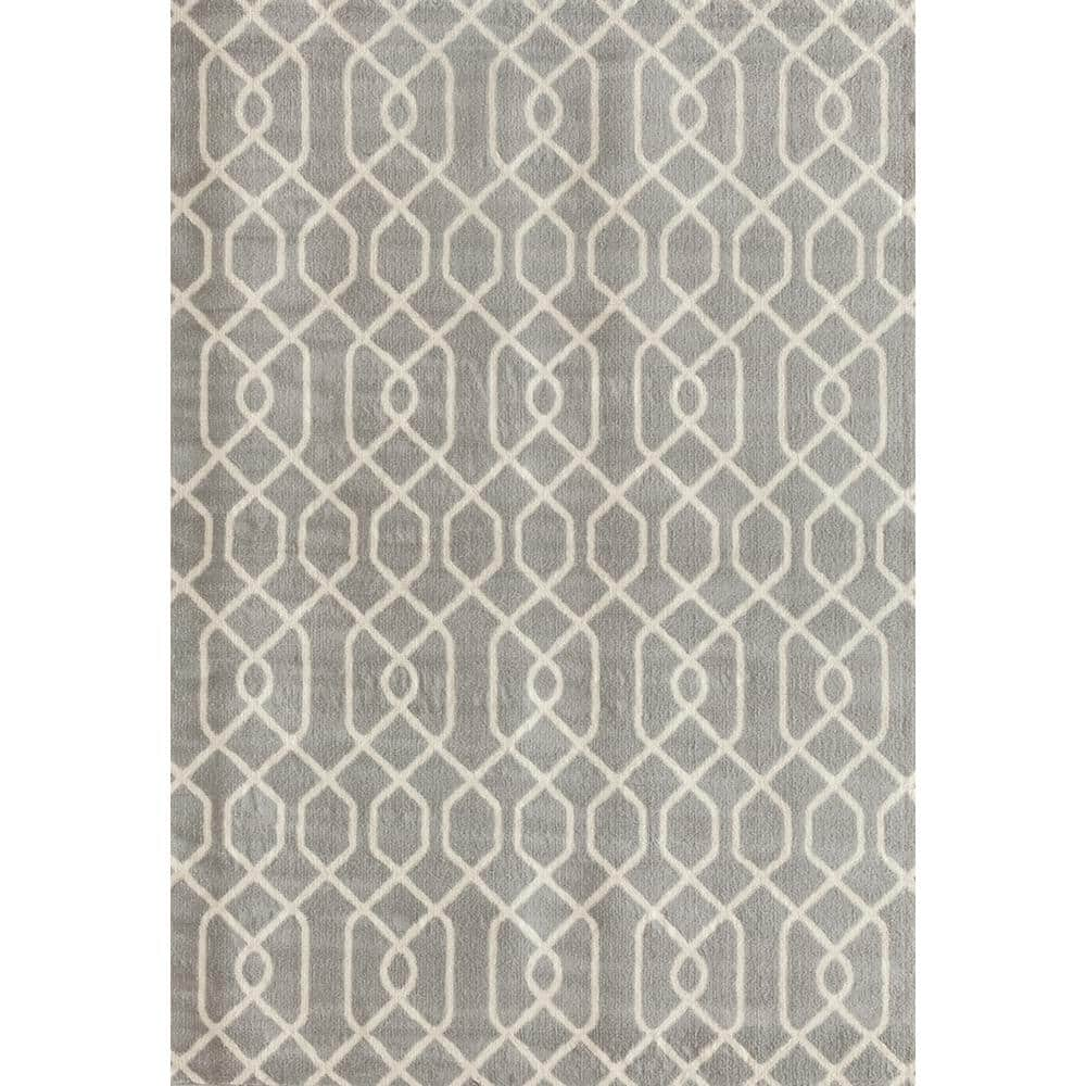 World Rug Gallery Modern Trellis Pattern Gray 5 ft. x 7 ft. Area Rug ...