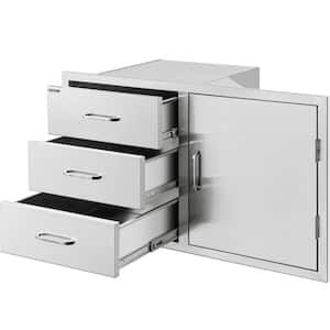 38.1 in. W x 22.6 in. H x 20.8 in. D Outdoor Kitchen Drawers Stainless Steel BBQ Access Drawers with Handle