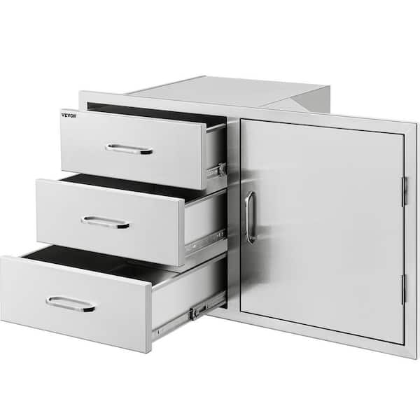 VEVOR 38.1 in. W x 22.6 in. H x 20.8 in. D Outdoor Kitchen Drawers Stainless Steel BBQ Access Drawers with Handle