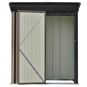5 ft. x 3 ft. W Garden Shed Metal Lean-to Storage Shed w/Lockable Door Tool Cabinet for Garden in Brown Cover 14 sq. ft.