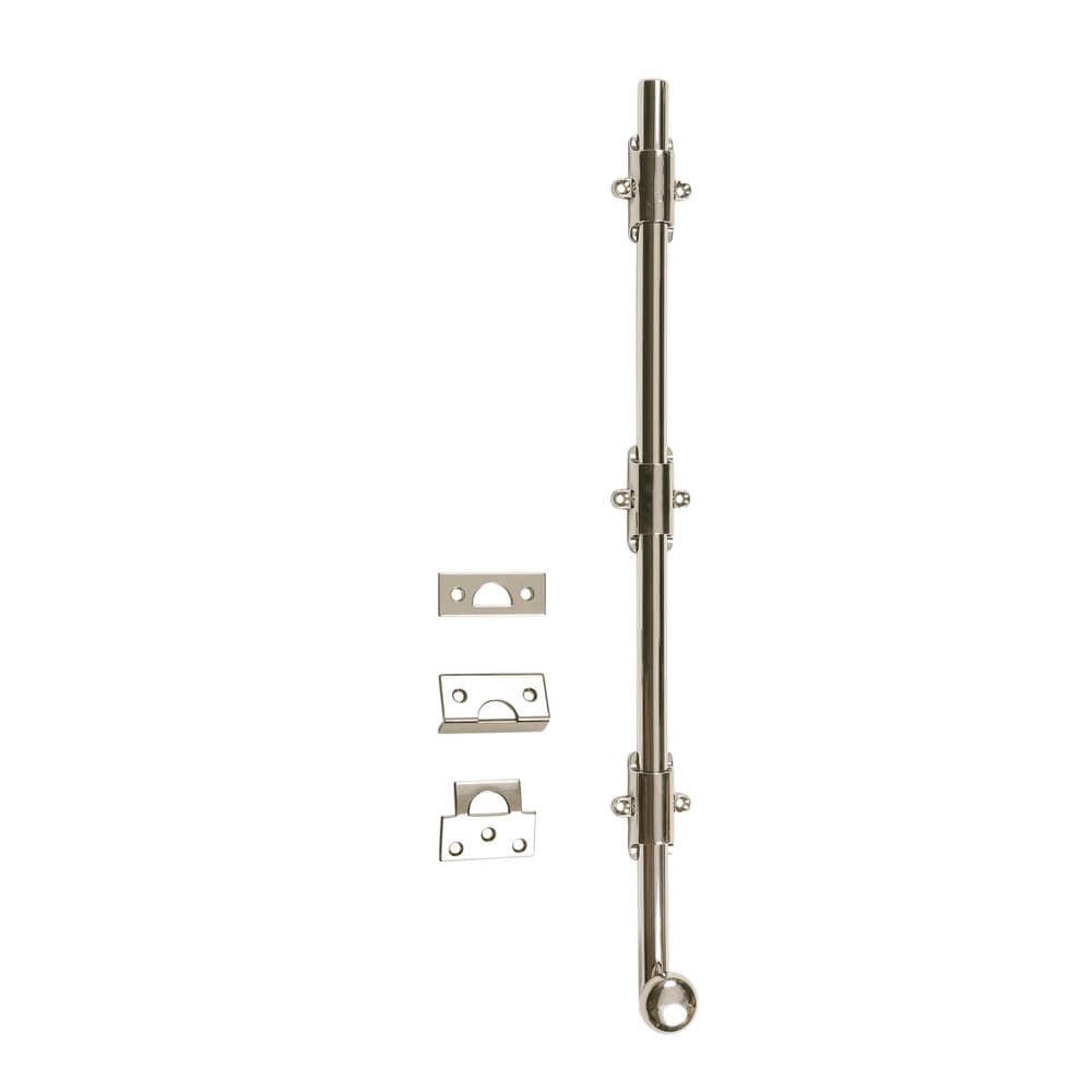 18 in. Heavy-Duty Solid Brass Bright Nickel Surface Bolt with Round Knob price history on PriceWatchPro