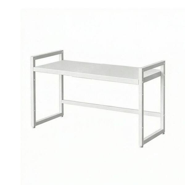 1-Shelf White Powder Coated Floor Mount Freestanding Heavy Duty Adjustable Metal Tiered Shelf For Kitchen Cabinet