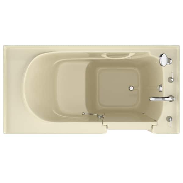 Universal Collection 30 in. L x 59 in. W Right Side Drain Soaker Jetted Bathtub in Biscuit with Fast Filling Faucet Set