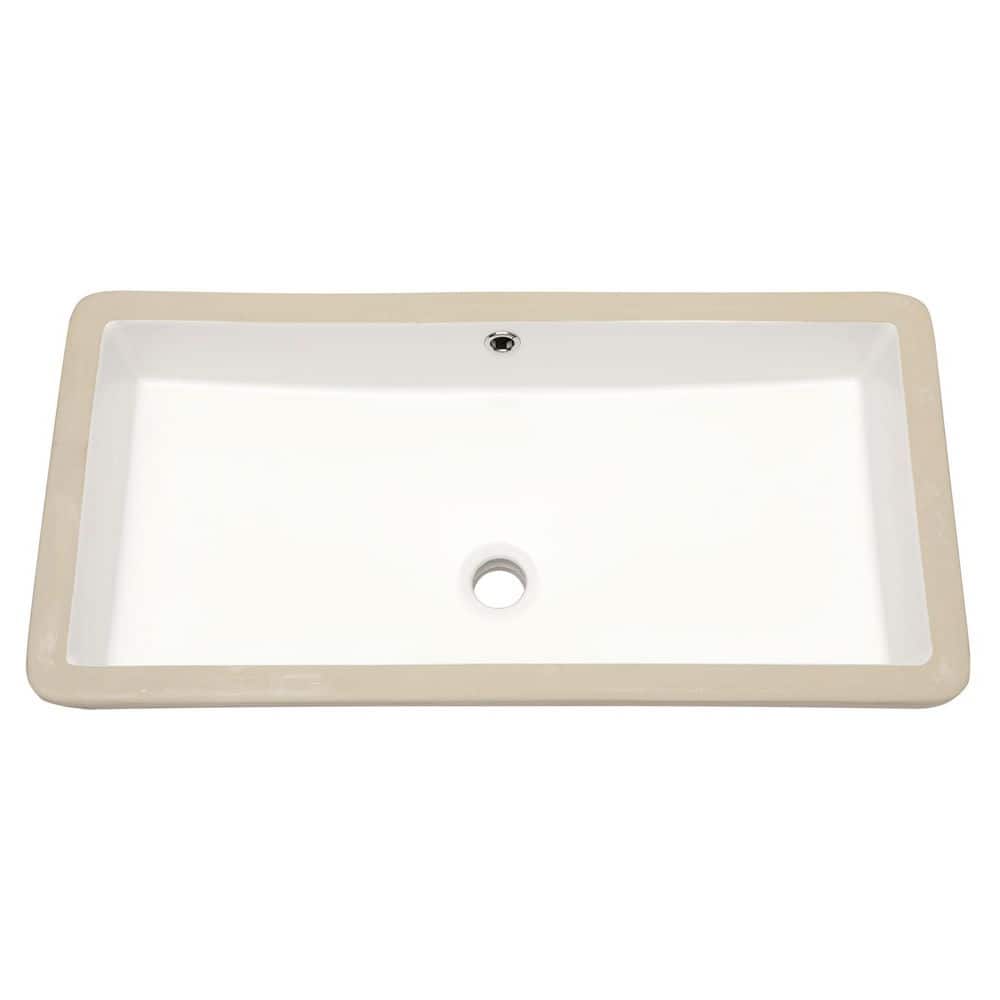 "28""x14"" White Ceramic Rectangular Undermount Bathroom Sink with Overflow" price history on PriceWatchPro
