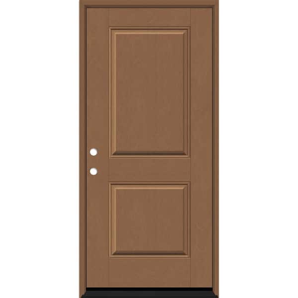Steves & Sons Regency 36 in. x 80 in. 2P Square Top RHIS Autumn Wheat Stain Fiberglass Prehung Front Door with 4-9/16 Jamb
