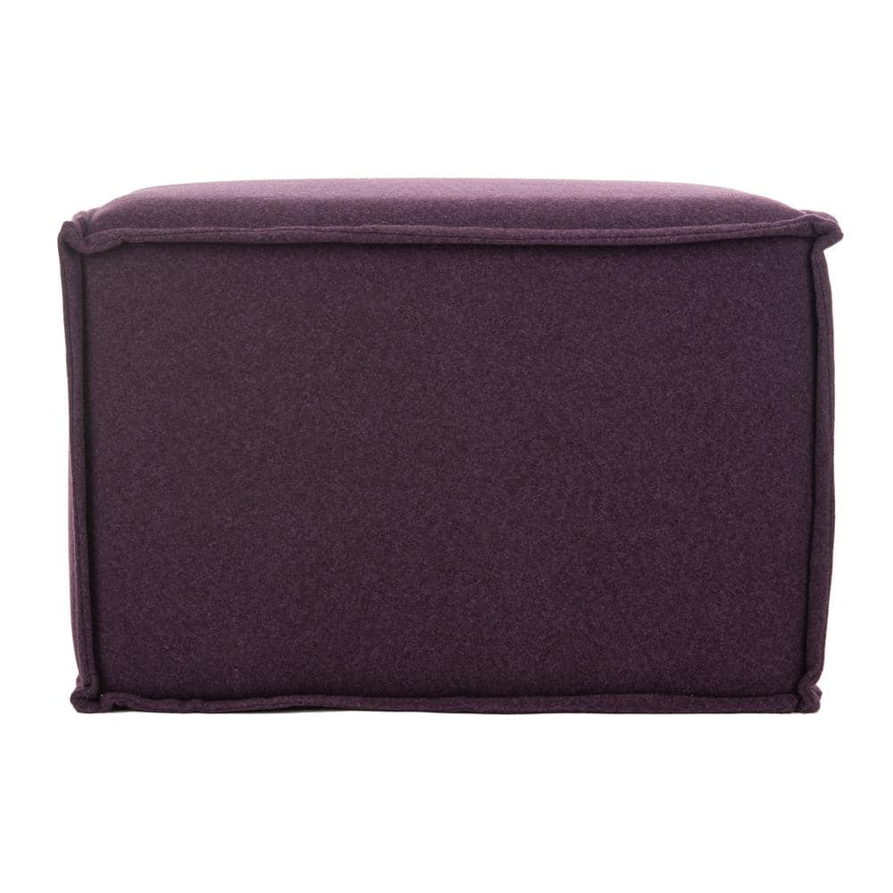 Plum Chic 25" Transitional Felted Wool Pouf Ottoman