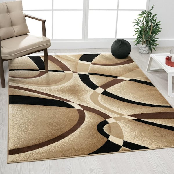 Luxe Weavers Red Modern Abstract Area Rug 4x5 Geometric Living
