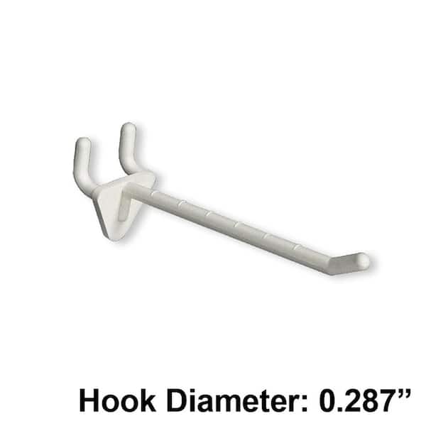 4 Inch White Plastic Peg Hooks For 1/8" to 1/4" Pegboard or Slatwall 50 PACK 