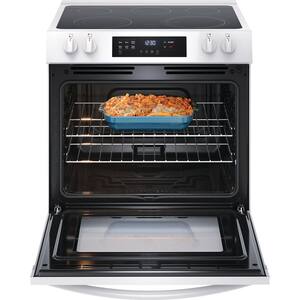 30 in. 5-Element Slide-In Front Control Electric Range with Steam Clean in White