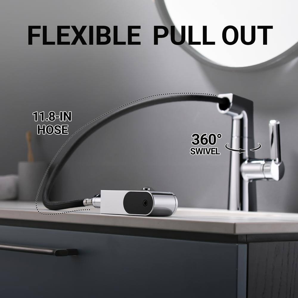 Chrome Single Hole Bathroom Faucet with Lever Handle