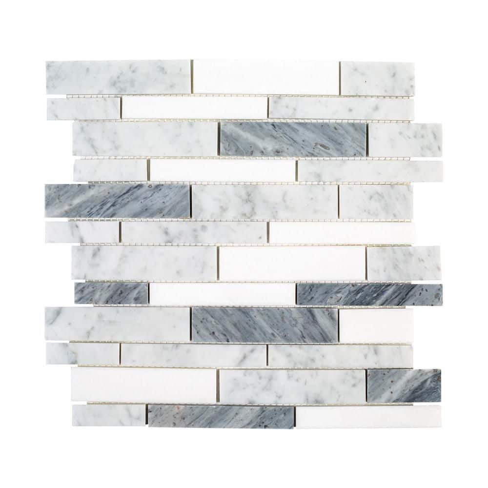 Lombard Fog White 11.75 in. x 11.75 in. Interlocking Semi-Polished Marble Mosaic Tile (9.588 sq. ft./Case) price history on PriceWatchPro