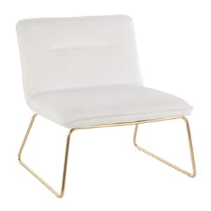 Casper Gold Accent Chair in Cream Velvet