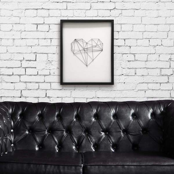 Wynwood Studio 24 in. H x 20 in. W 'Geometric String Heart' by Wynwood Studio Hand Made Framed Wall Art