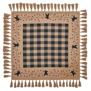 Pip Vinestar 20 in. W x 20 in. L Browns/Tan Checkered Floral Cotton Tablecloth Topper