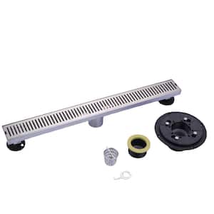 24 in. Stainless Steel Linear Shower Drain in Brushed Nickel with Removable Cover Grate