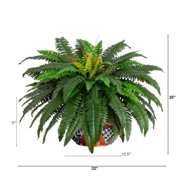 Nearly Natural 20 in. Artificial Double Boston Fern in Handmade