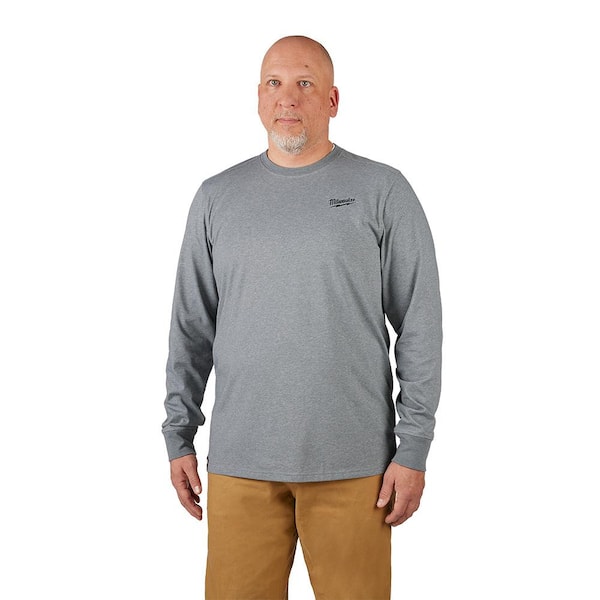 Milwaukee Men's Large Gray Cotton/Polyester Long-Sleeve Hybrid 