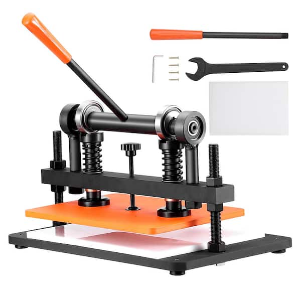 Leather Cutting Machine, 14.2 x 10.2 in. Manual Dies Cutter, 0.47 in. Pressure Stroke Embossing Plate, Dual Guide Shafts