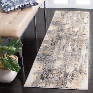 Amelia Gray/Gold 2 ft. x 12 ft. Distressed Runner Rug